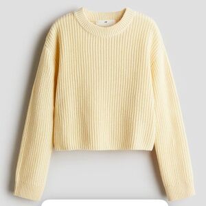NWT H&M yellow cotton blend girls sweater 8-10
